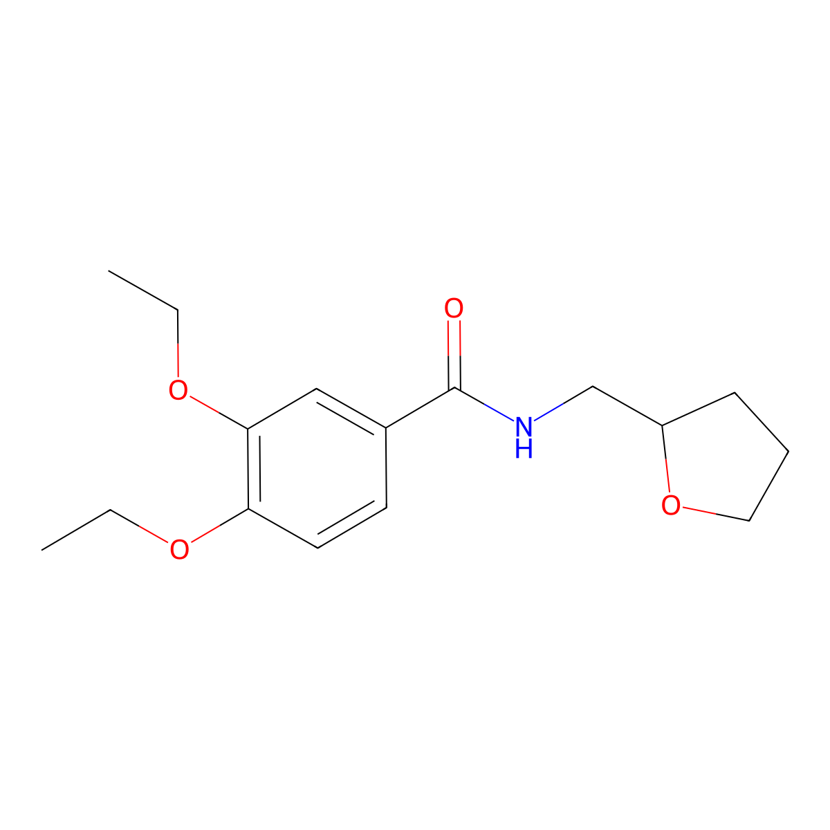 3,4-diethoxy-N-(oxolan-2-ylmethyl)benzamide molecular structure, CAS 405148-39-2