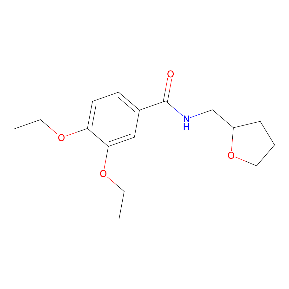 3,4-diethoxy-N-(oxolan-2-ylmethyl)benzamide molecular structure, CAS 405148-39-2