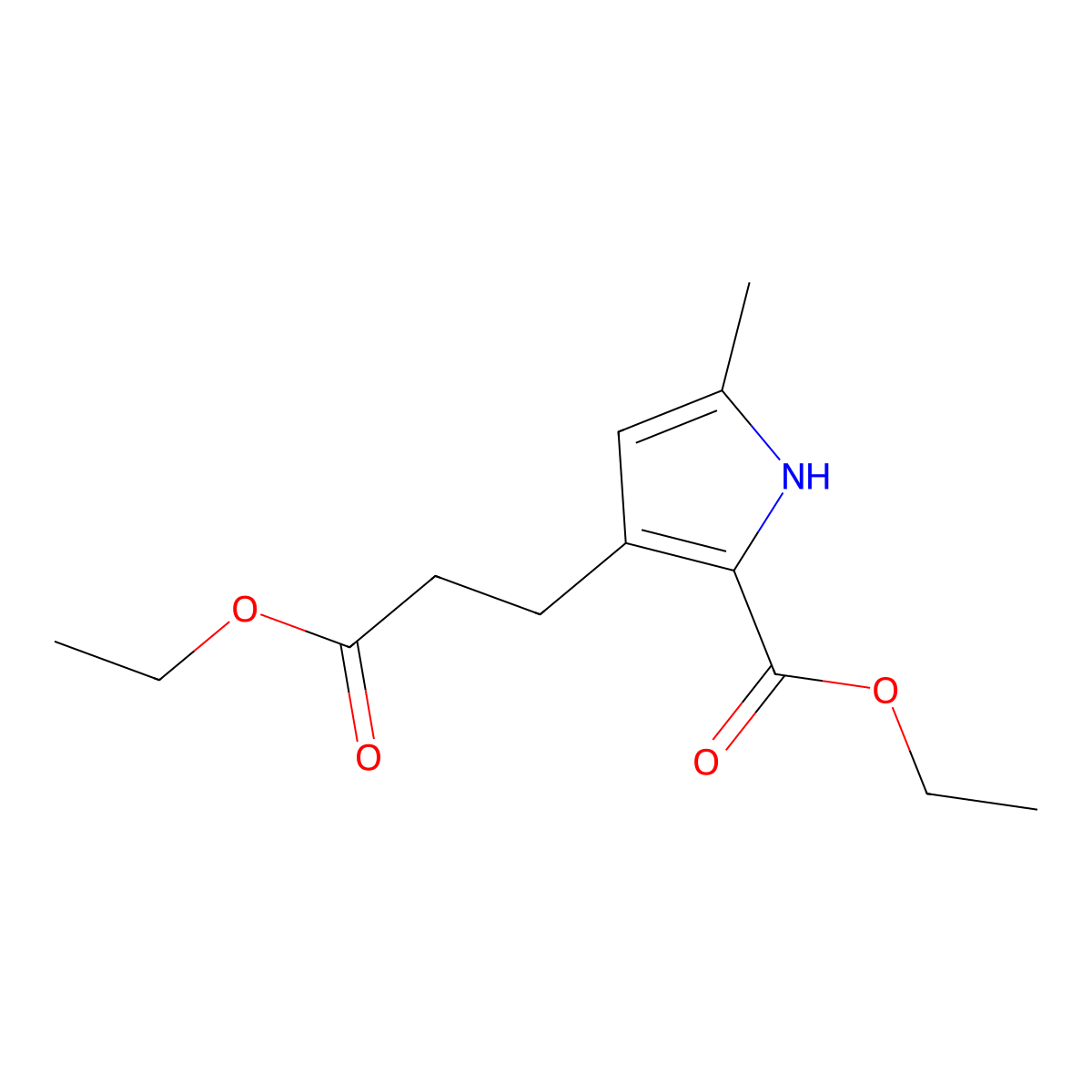 Ethyl 3-(3-ethoxy-3-oxopropyl)-5-methyl-1h-pyrrole-2-carboxylate molecular structure, CAS 40515-75-1