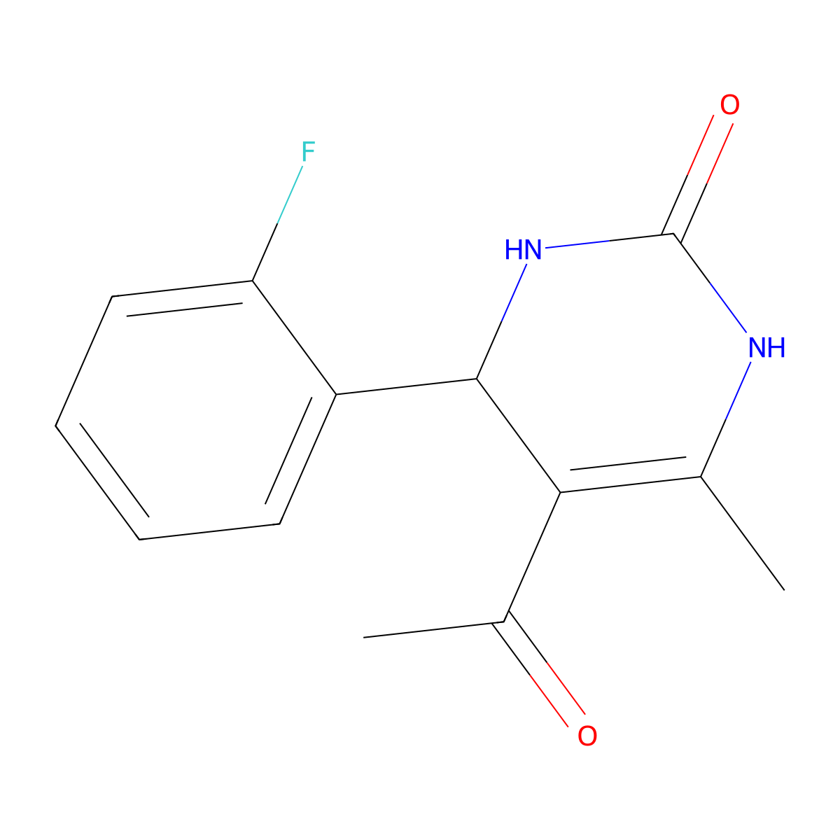5-Acetyl-6-(2-fluorophenyl)-4-methyl-2-oxo-1,3,6-trihydropyrimidine molecular structure, CAS 405154-00-9