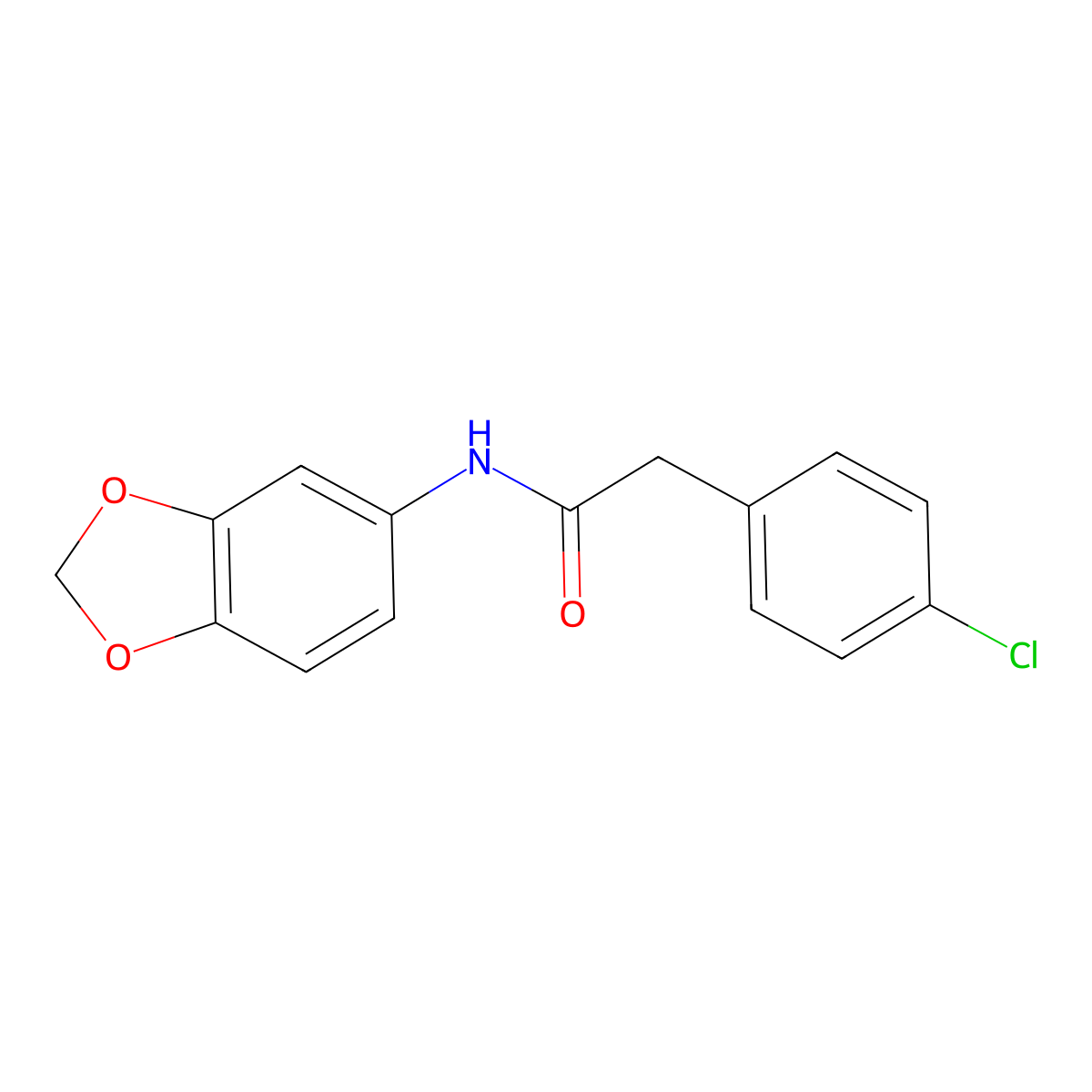 N-(1,3-benzodioxol-5-yl)-2-(4-chlorophenyl)acetamide molecular structure, CAS 405154-90-7