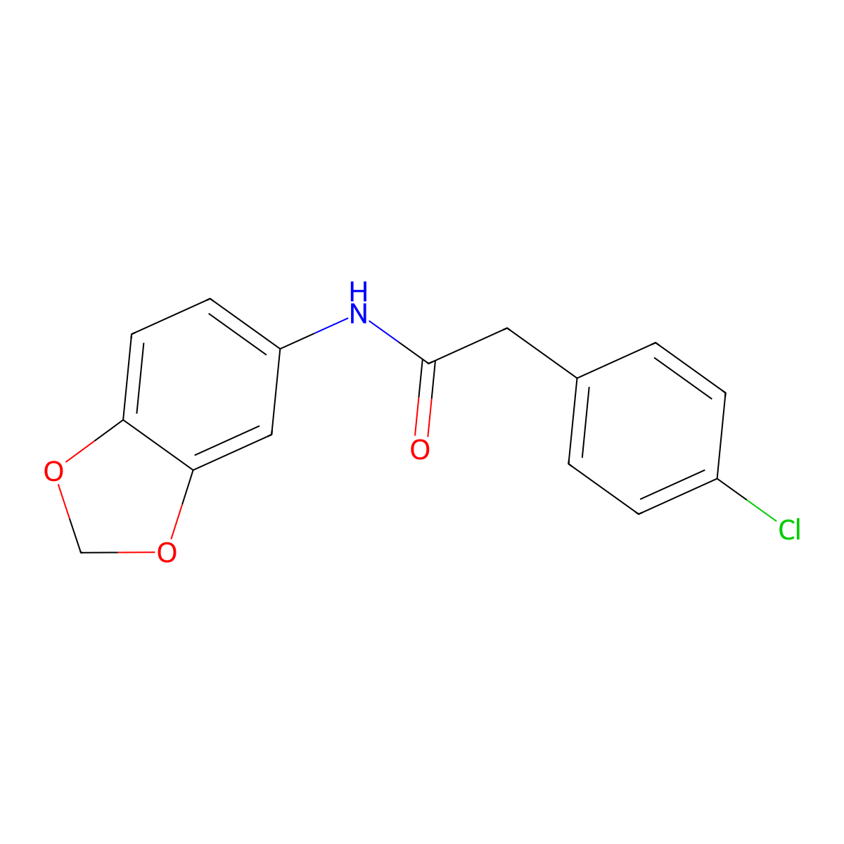 N-(1,3-benzodioxol-5-yl)-2-(4-chlorophenyl)acetamide molecular structure, CAS 405154-90-7
