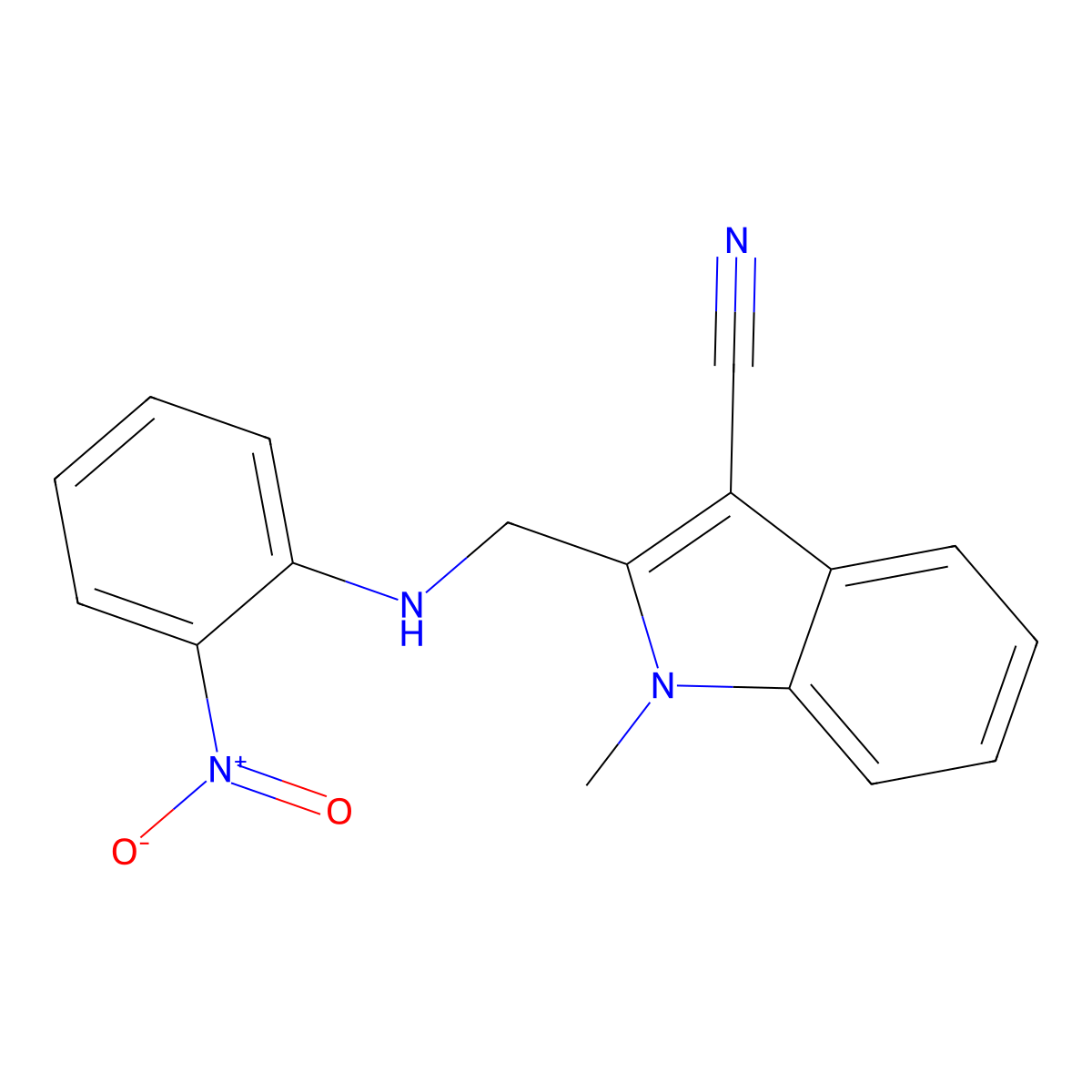 1-Methyl-2-[(2-nitroanilino)methyl]indole-3-carbonitrile molecular structure, CAS 405155-89-7