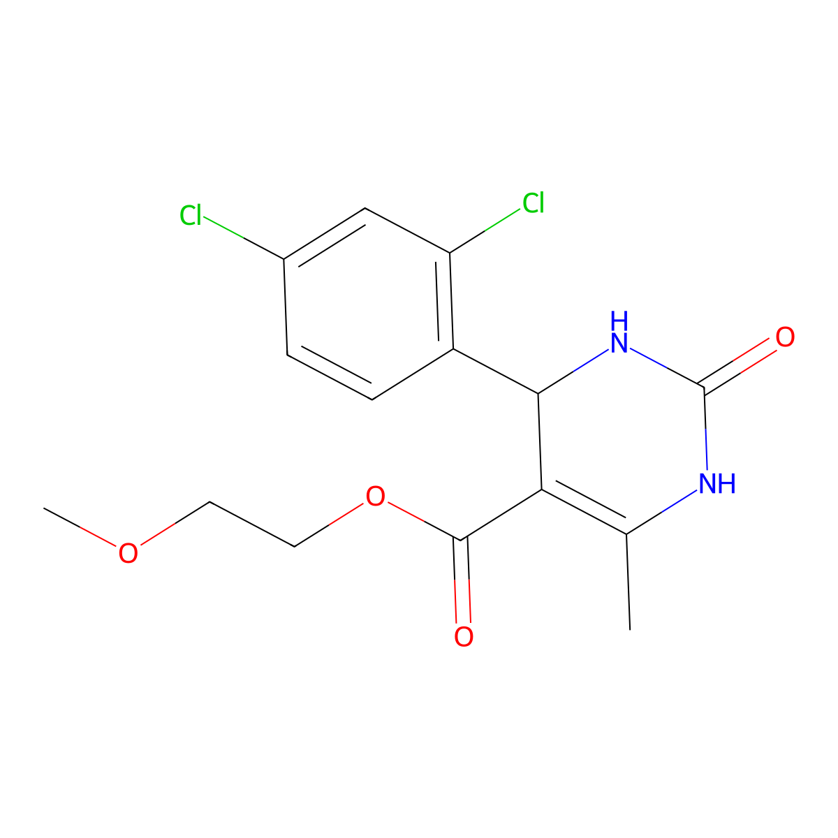 2-Methoxyethyl 4-(2,4-dichlorophenyl)-6-methyl-2-oxo-1,2,3,4-tetrahydropyrimidine-5-carboxylate molecular structure, CAS 405156-86-7