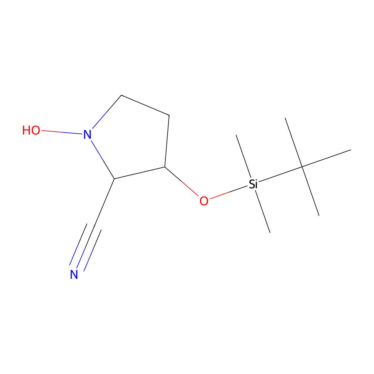 (2R,3S)-3-[tert-butyl(dimethyl)silyl]oxy-1-hydroxy-pyrrolidine-2-carbonitrile molecular structure, CAS 405164-79-6