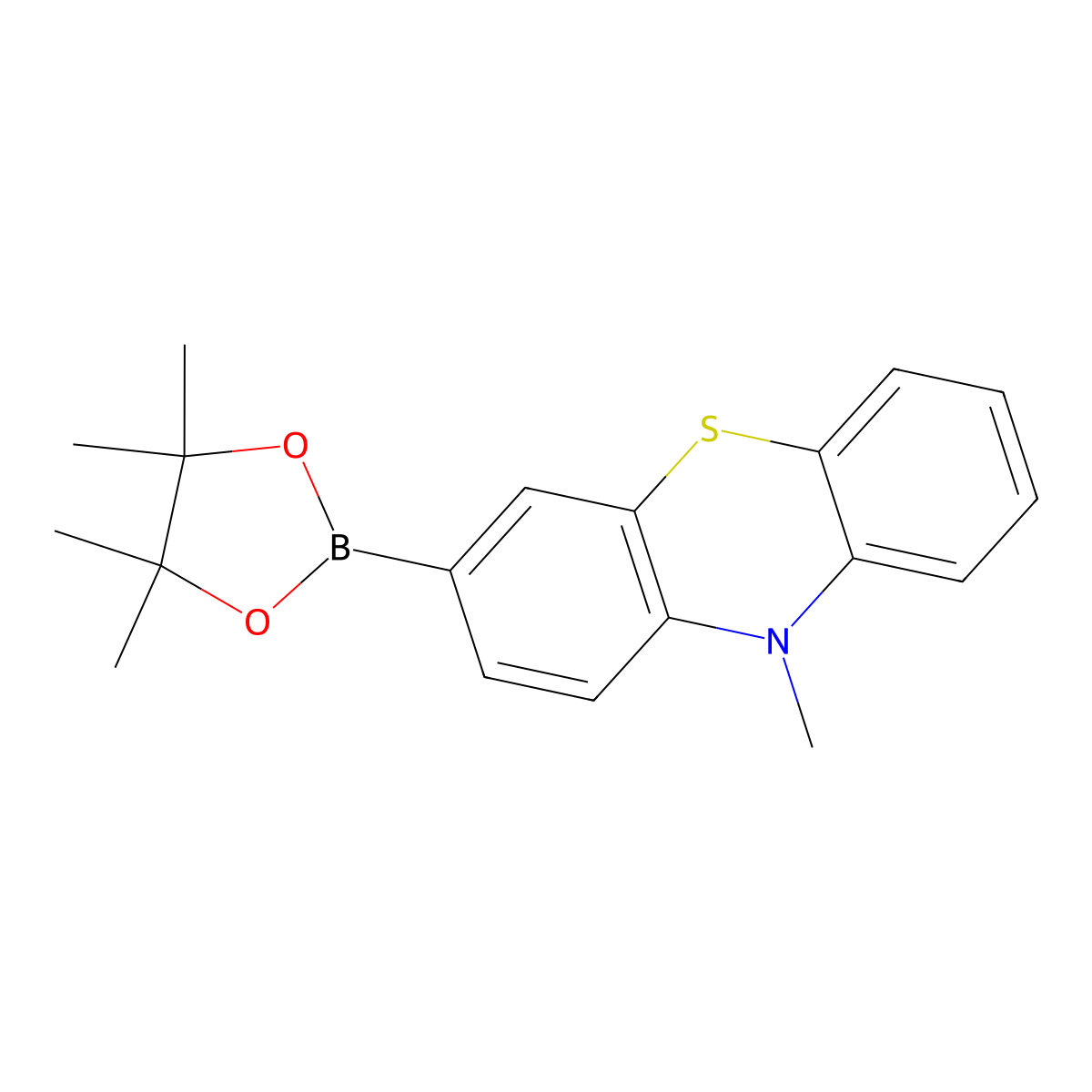 10-Methyl-3-(4,4,5,5-tetramethyl-1,3,2-dioxaborolan-2-YL)-10H-phenothiazine molecular structure, CAS 405198-28-9