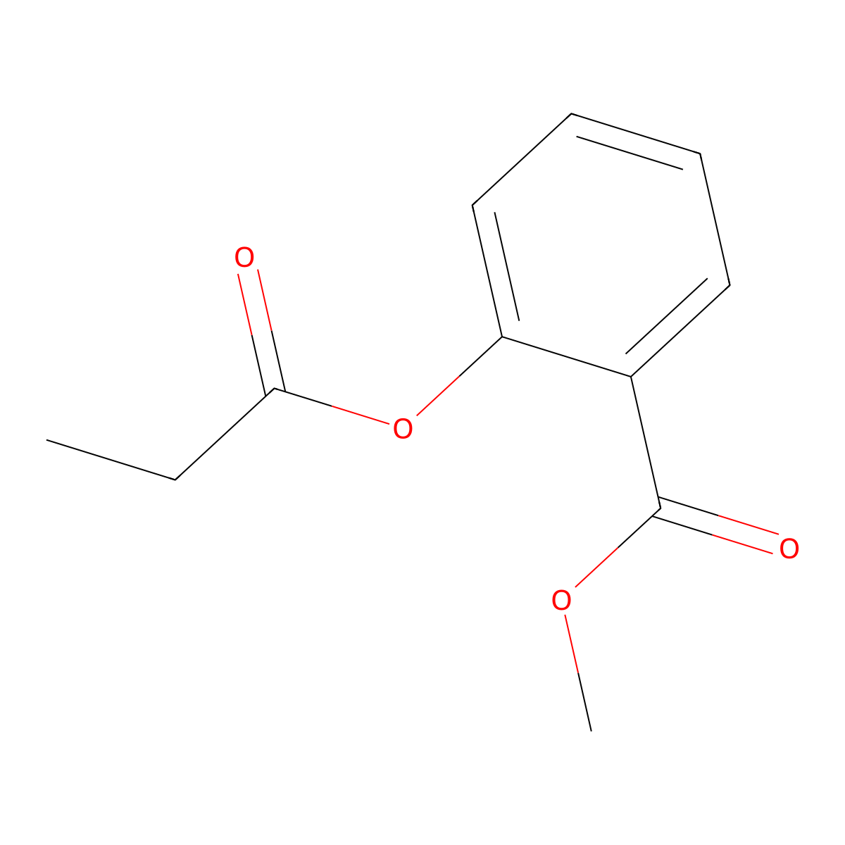 Benzoic acid, 2-(1-oxopropoxy)-, methyl ester molecular structure, CAS 40523-60-2