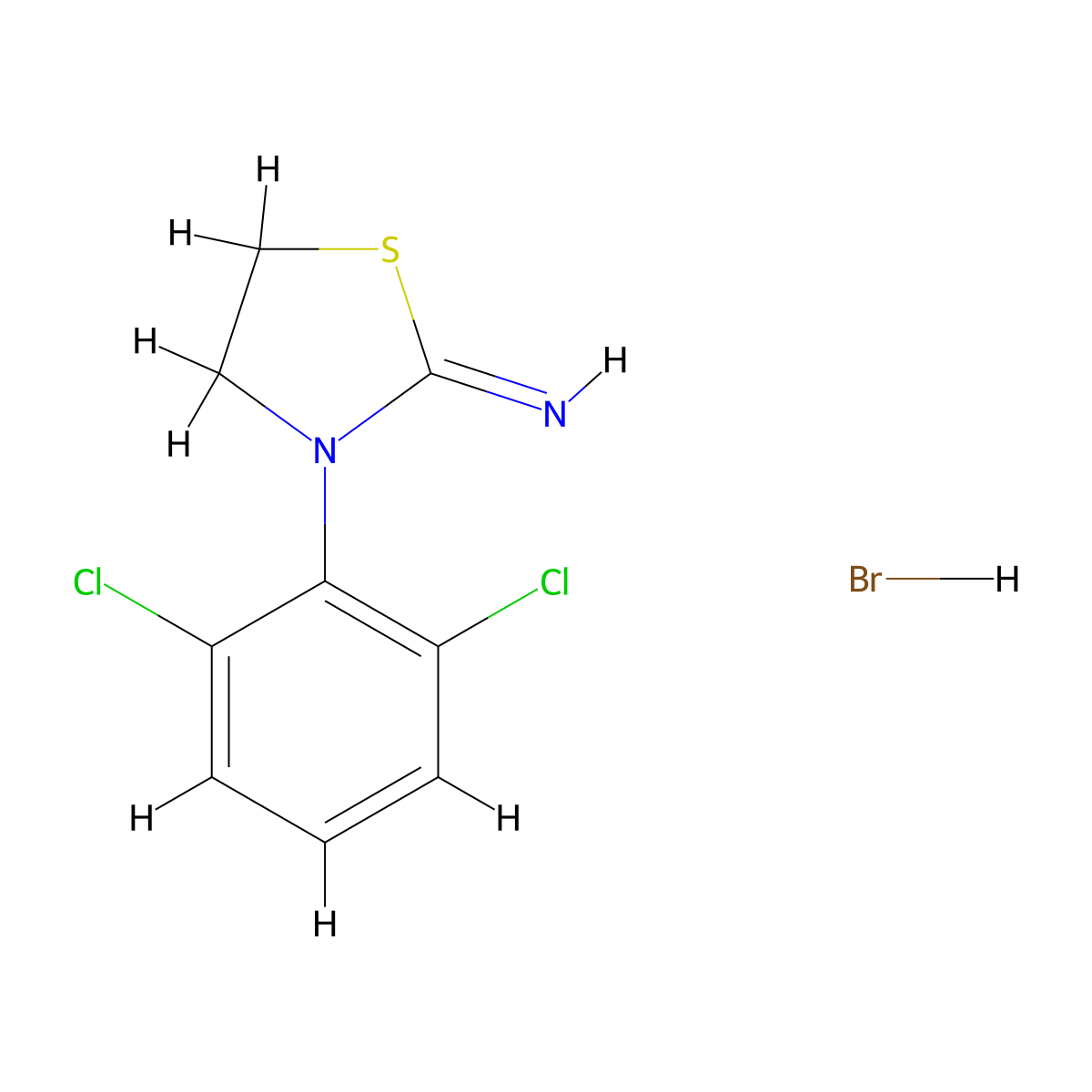 3-(2,6-Dichlorophenyl)-1,3-thiazolidin-2-imine hydrobromide molecular structure, CAS 40524-26-3