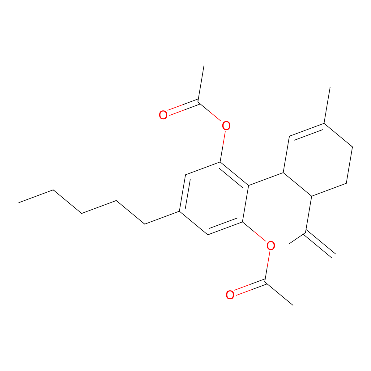 Cannabidiol diacetate molecular structure, CAS 40525-15-3