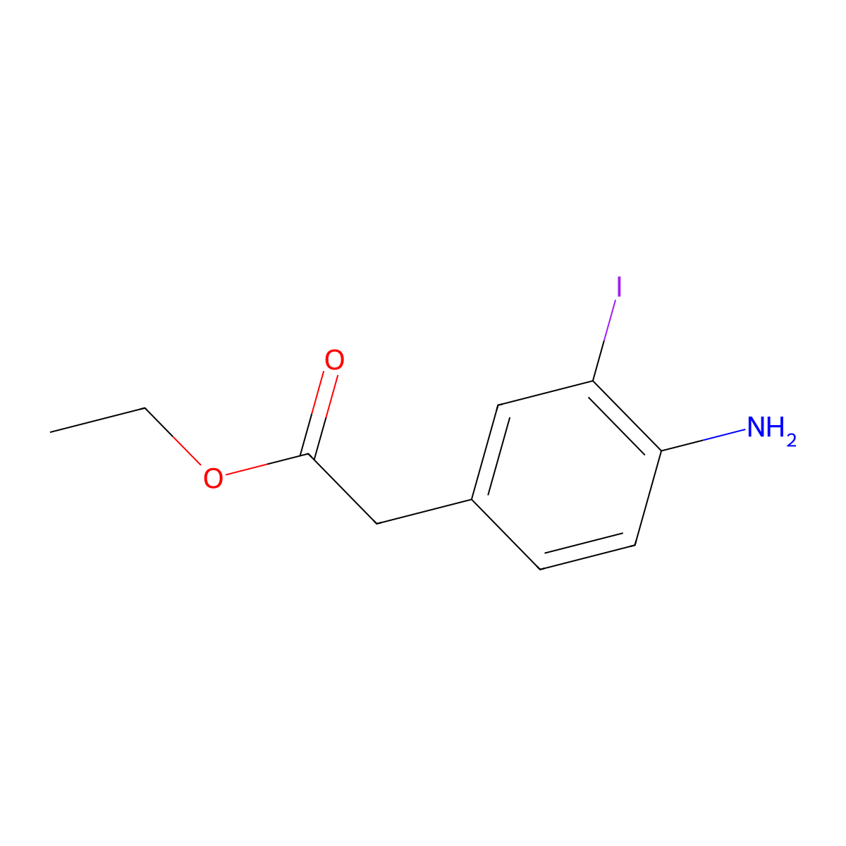 Ethyl 2-(4-amino-3-iodophenyl)acetate molecular structure, CAS 405267-73-4