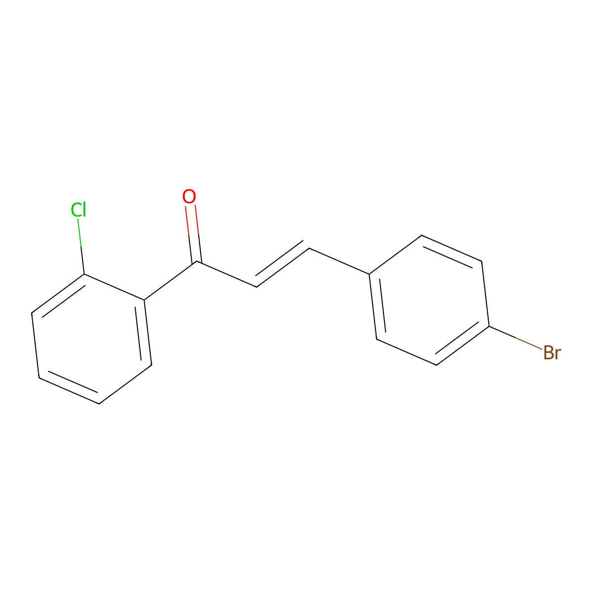 (2E)-3-(4-Bromophenyl)-1-(2-chlorophenyl)prop-2-en-1-one molecular structure, CAS 405268-80-6