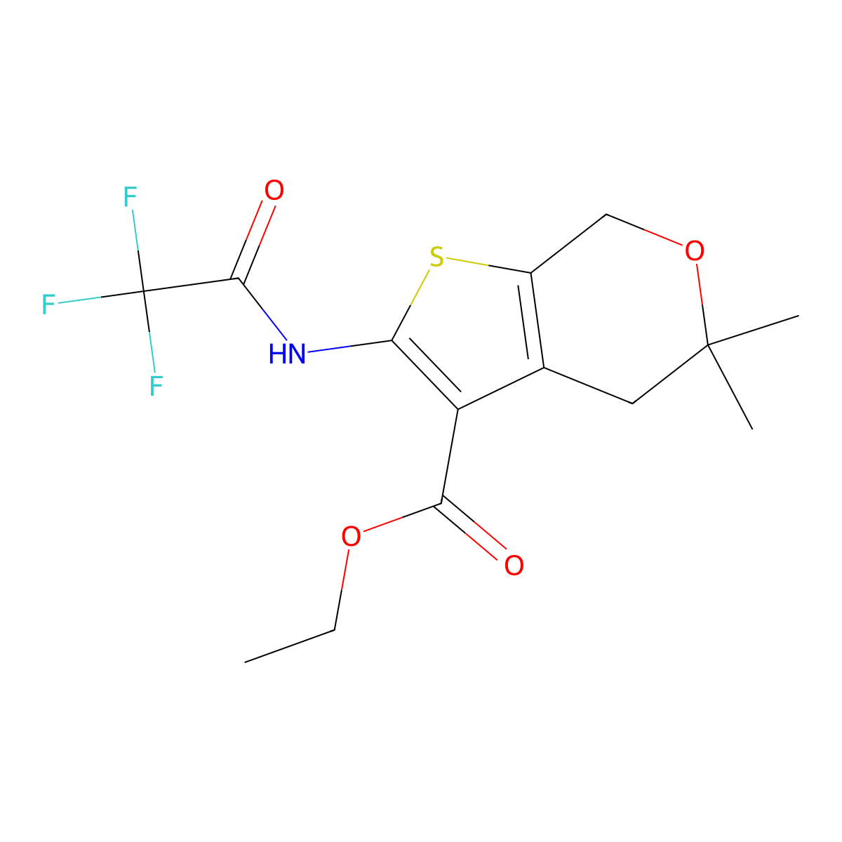 ethyl 5,5-dimethyl-2-[(trifluoroacetyl)amino]-4,7-dihydro-5H-thieno[2,3-c]pyran-3-carboxylate molecular structure, CAS 405270-37-3
