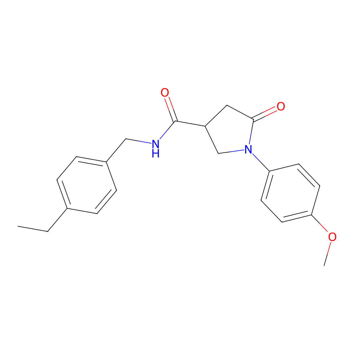 N-[(4-ethylphenyl)methyl]-1-(4-methoxyphenyl)-5-oxopyrrolidine-3-carboxamide molecular structure, CAS 405277-03-4