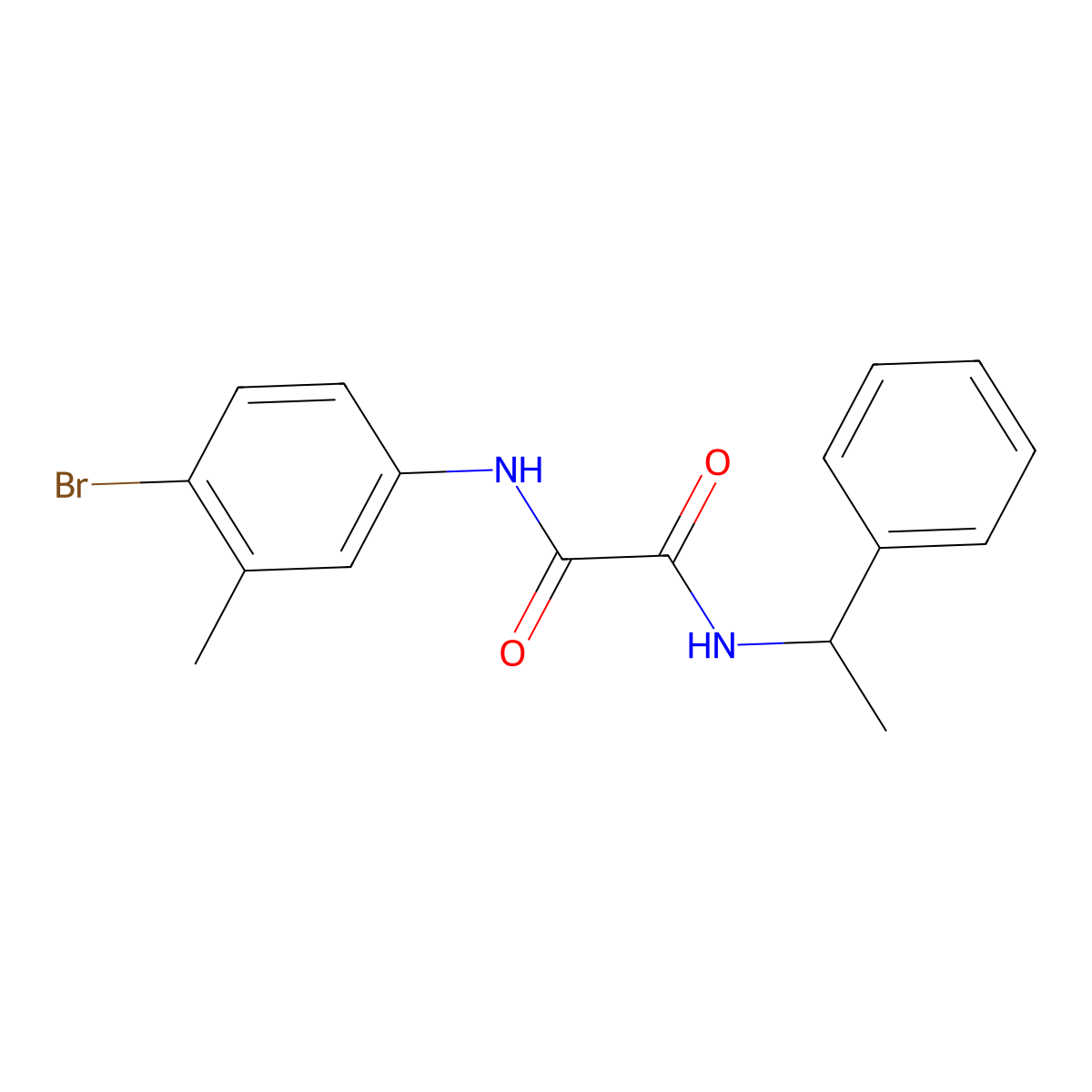N-(4-bromo-3-methylphenyl)-N'-(1-phenylethyl)oxamide molecular structure, CAS 405277-05-6