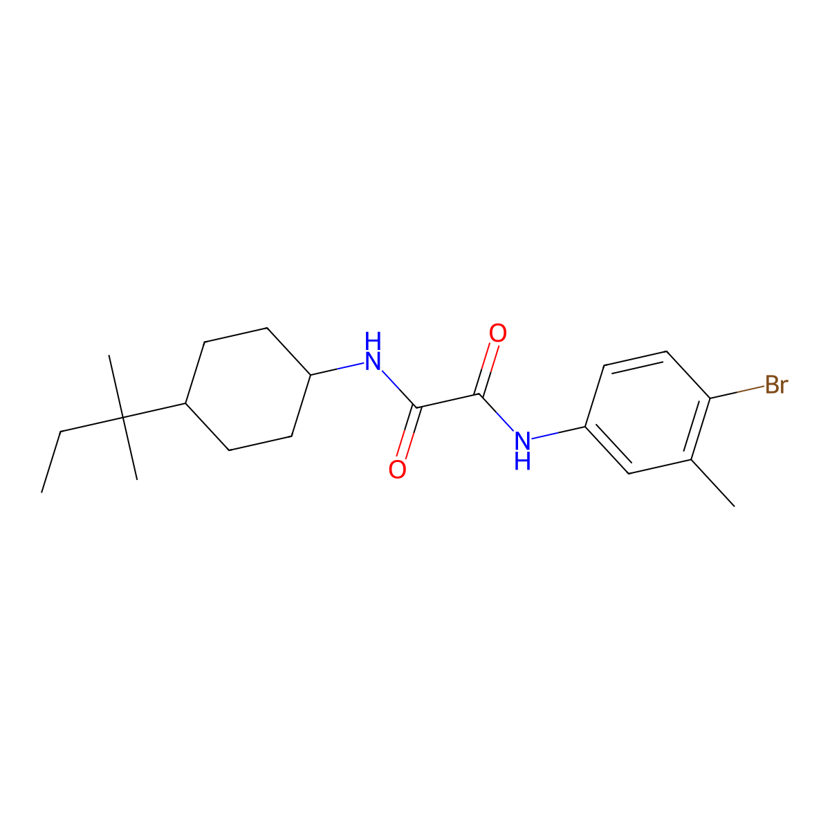 N'-(4-bromo-3-methylphenyl)-N-[4-(2-methylbutan-2-yl)cyclohexyl]oxamide molecular structure, CAS 405277-06-7