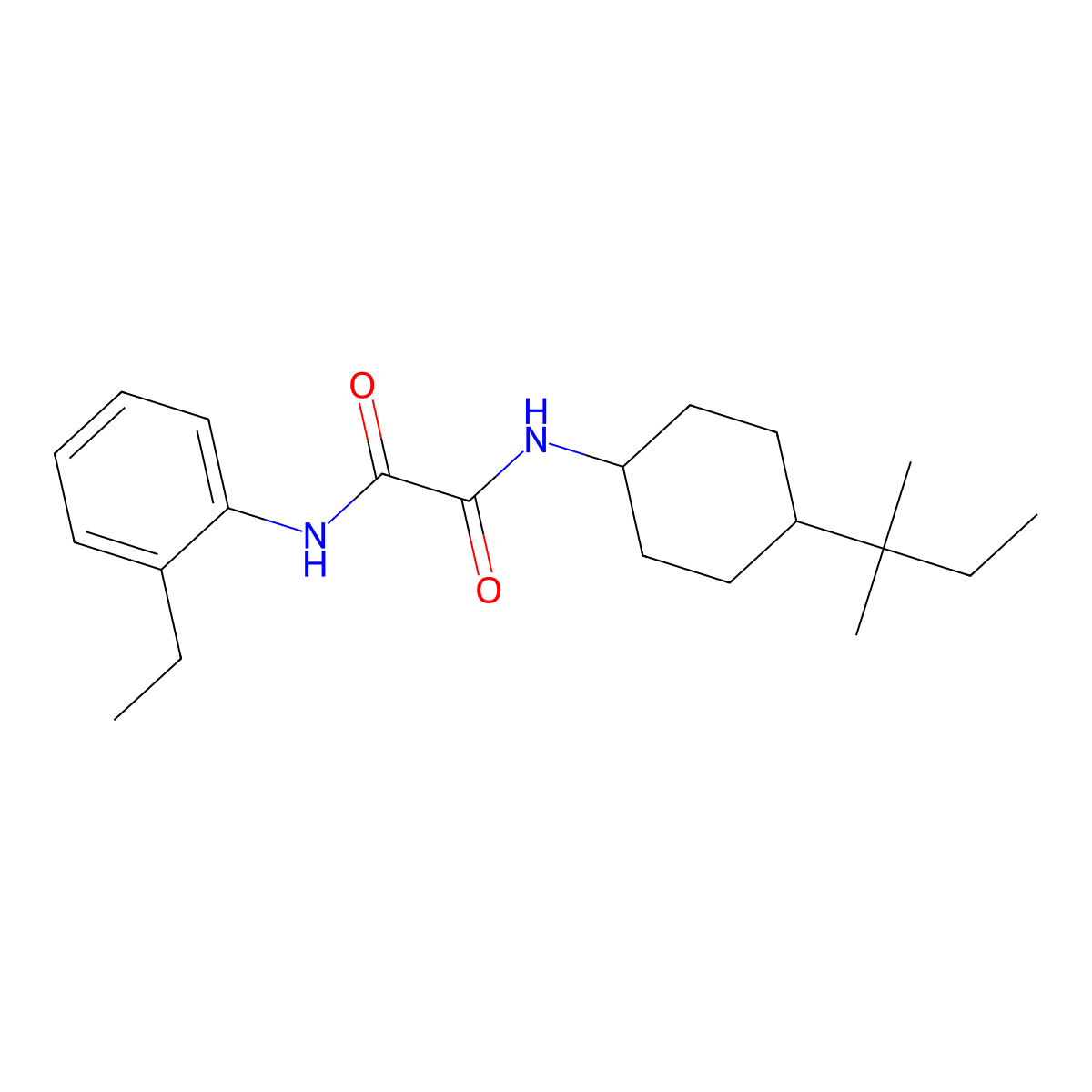 N'-(2-ethylphenyl)-N-[4-(2-methylbutan-2-yl)cyclohexyl]oxamide molecular structure, CAS 405277-10-3