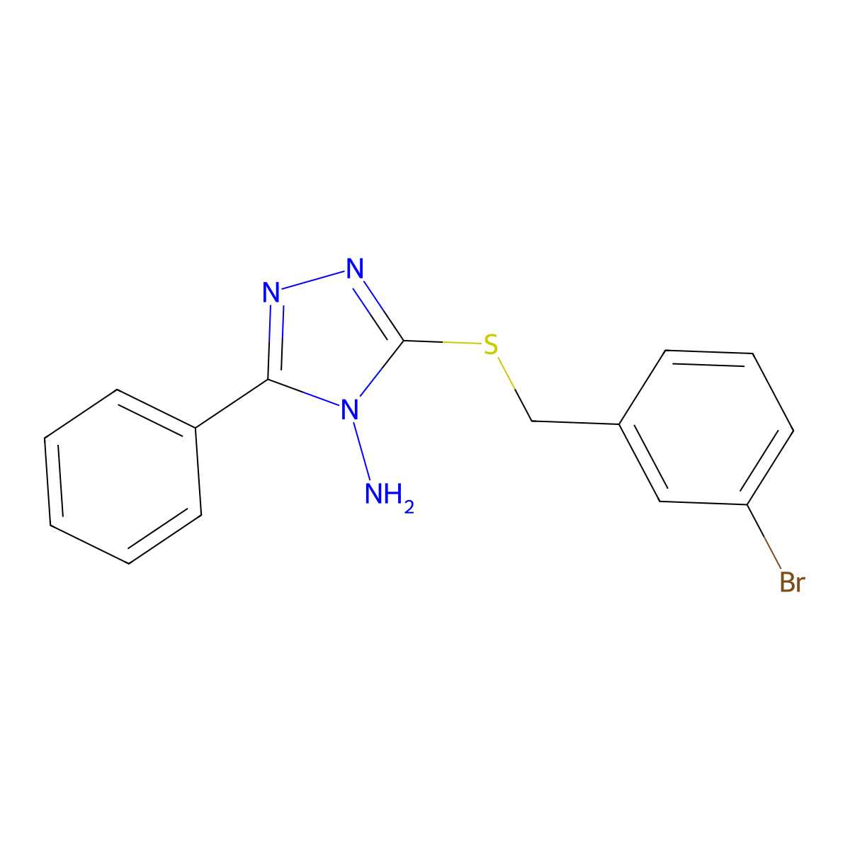 3-[(3-Bromobenzyl)sulfanyl]-5-phenyl-4H-1,2,4-triazol-4-amine molecular structure, CAS 405277-22-7
