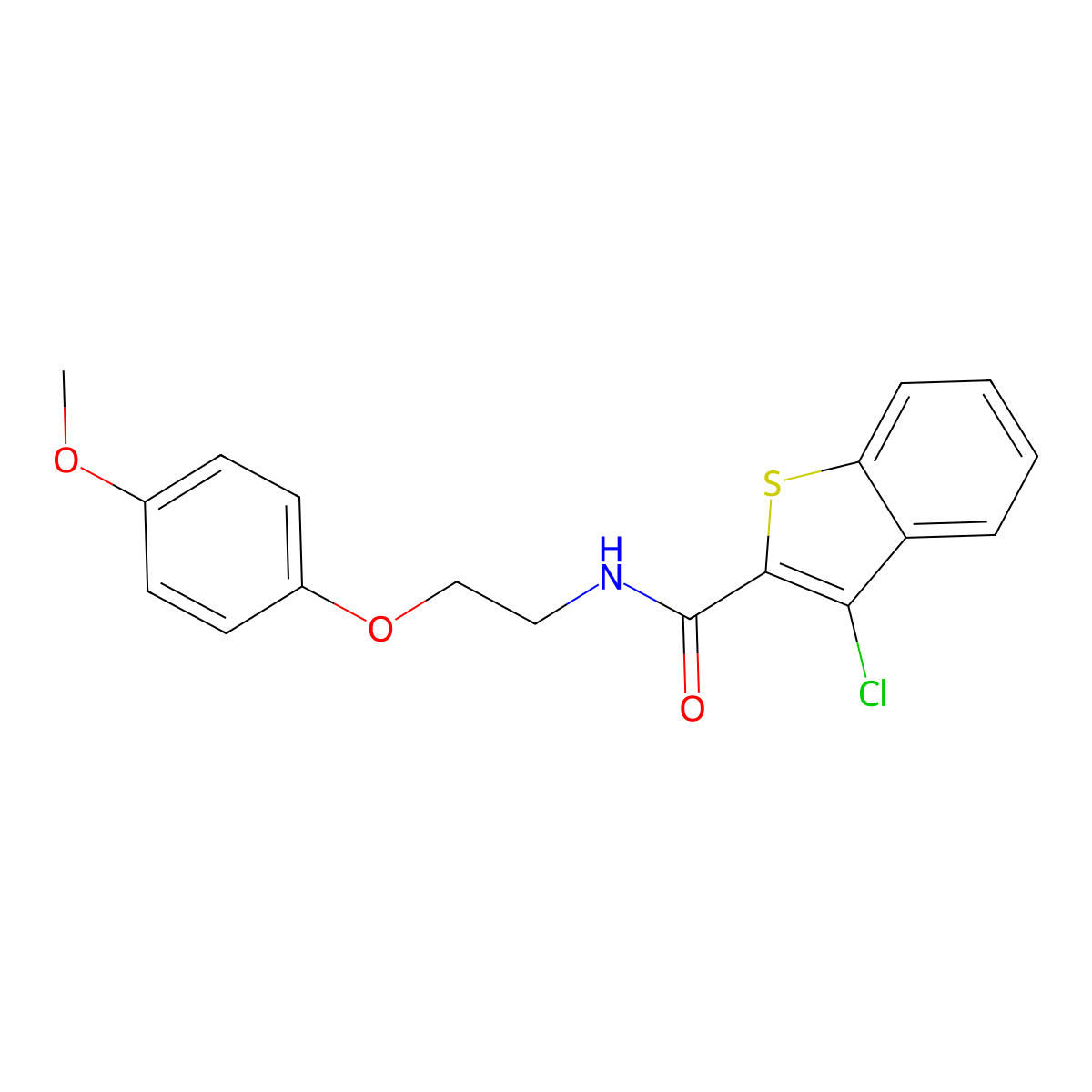 3-chloro-N-[2-(4-methoxyphenoxy)ethyl]-1-benzothiophene-2-carboxamide molecular structure, CAS 405277-30-7
