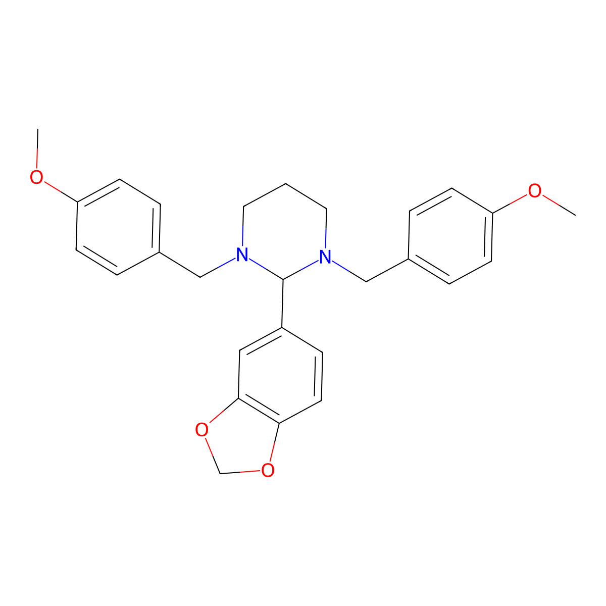 2-(1,3-Benzodioxol-5-yl)-1,3-bis[(4-methoxyphenyl)methyl]-1,3-diazinane molecular structure, CAS 405277-38-5