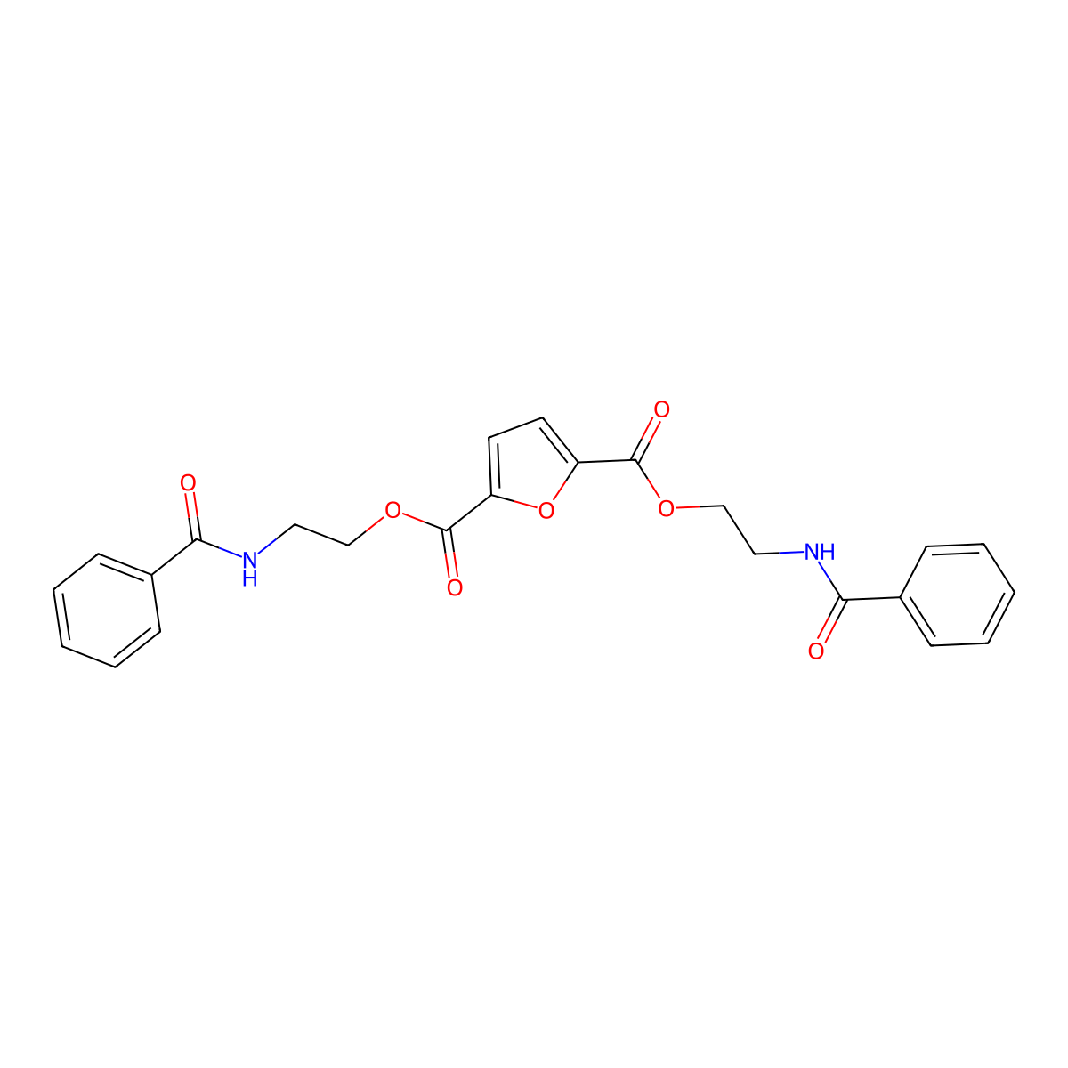 Bis(2-benzamidoethyl) furan-2,5-dicarboxylate molecular structure, CAS 405277-50-1