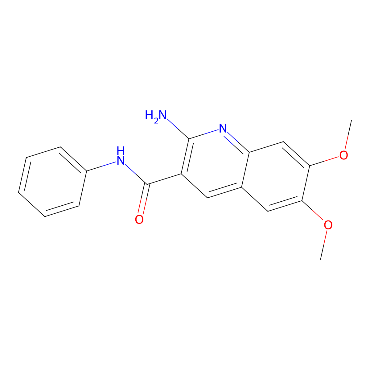 2-amino-6,7-dimethoxy-N-phenylquinoline-3-carboxamide molecular structure, CAS 405277-62-5