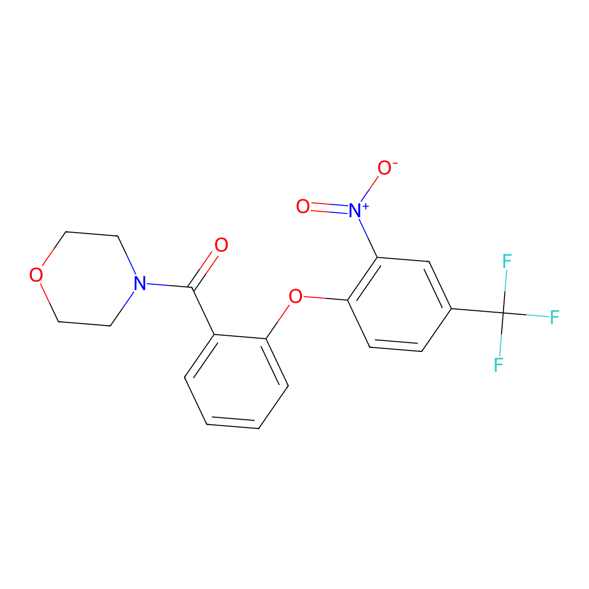 4-Morpholinyl[2-[2-nitro-4-(trifluoromethyl)phenoxy]phenyl]methanone molecular structure, CAS 405277-63-6