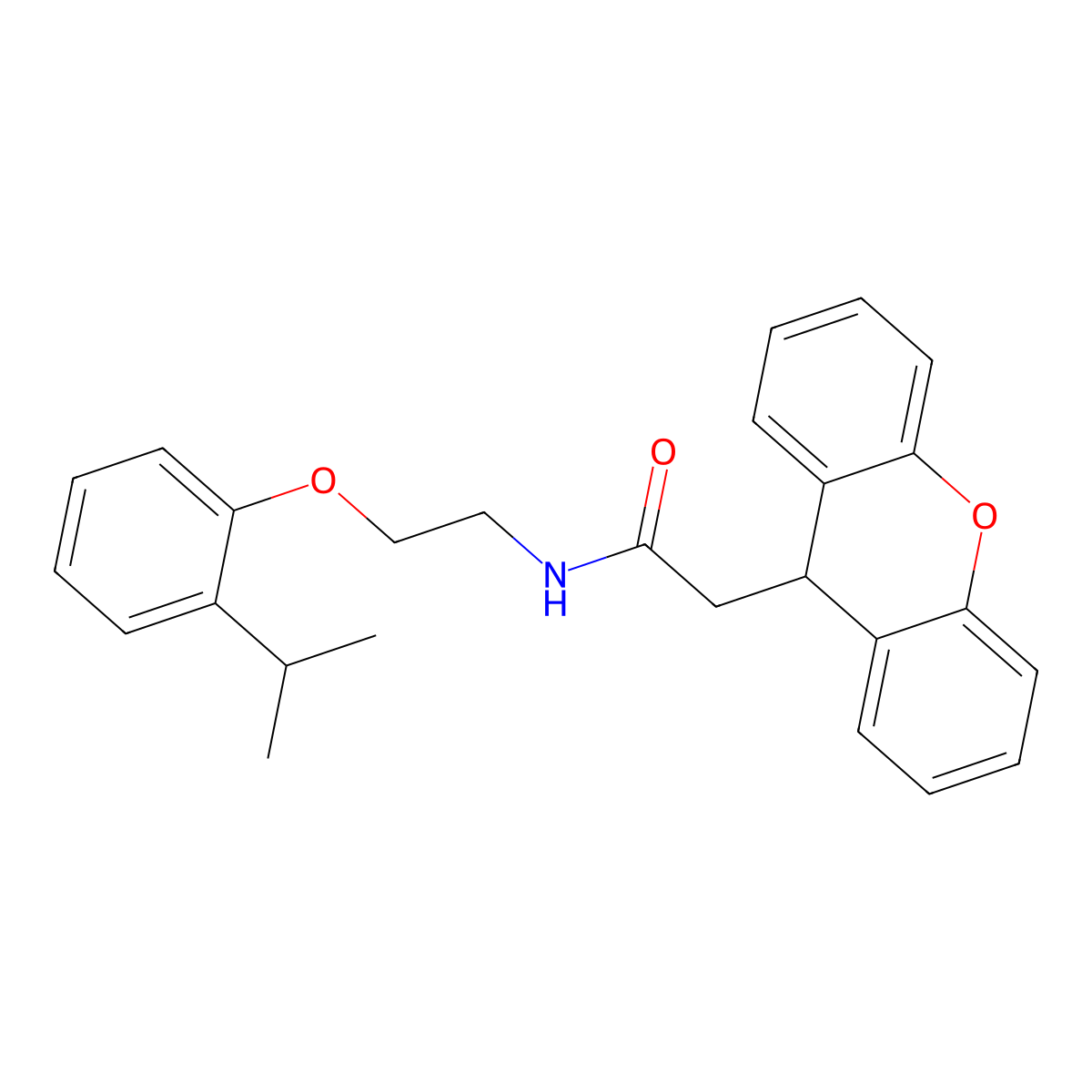 N-[2-(2-propan-2-ylphenoxy)ethyl]-2-(9H-xanthen-9-yl)acetamide molecular structure, CAS 405277-65-8