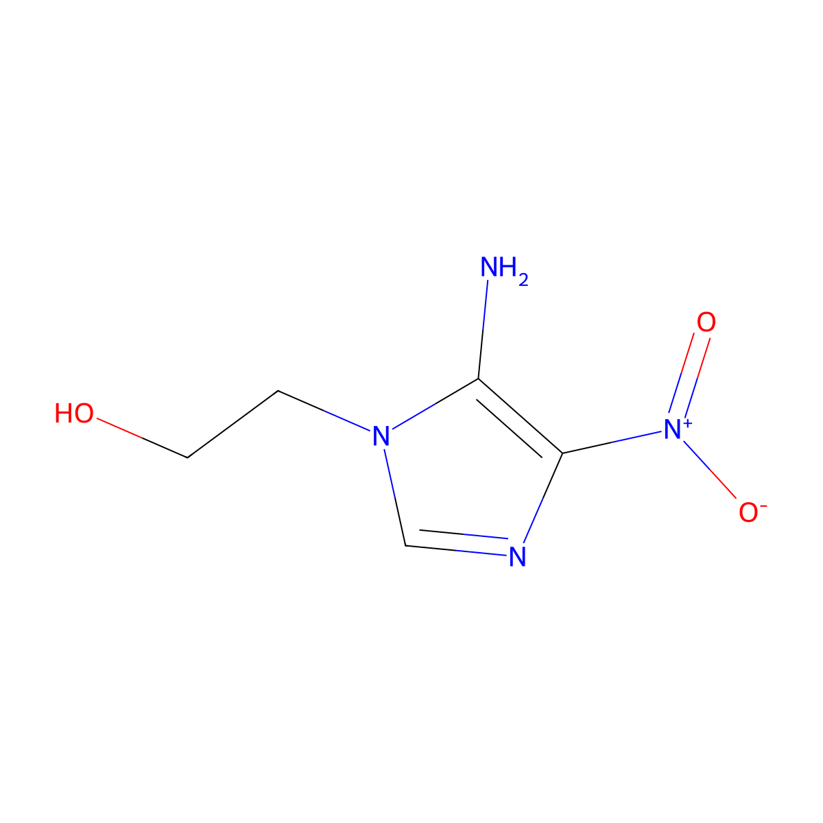 2-(5-Amino-4-nitro-1H-imidazol-1-yl)ethanol molecular structure, CAS 405278-08-2