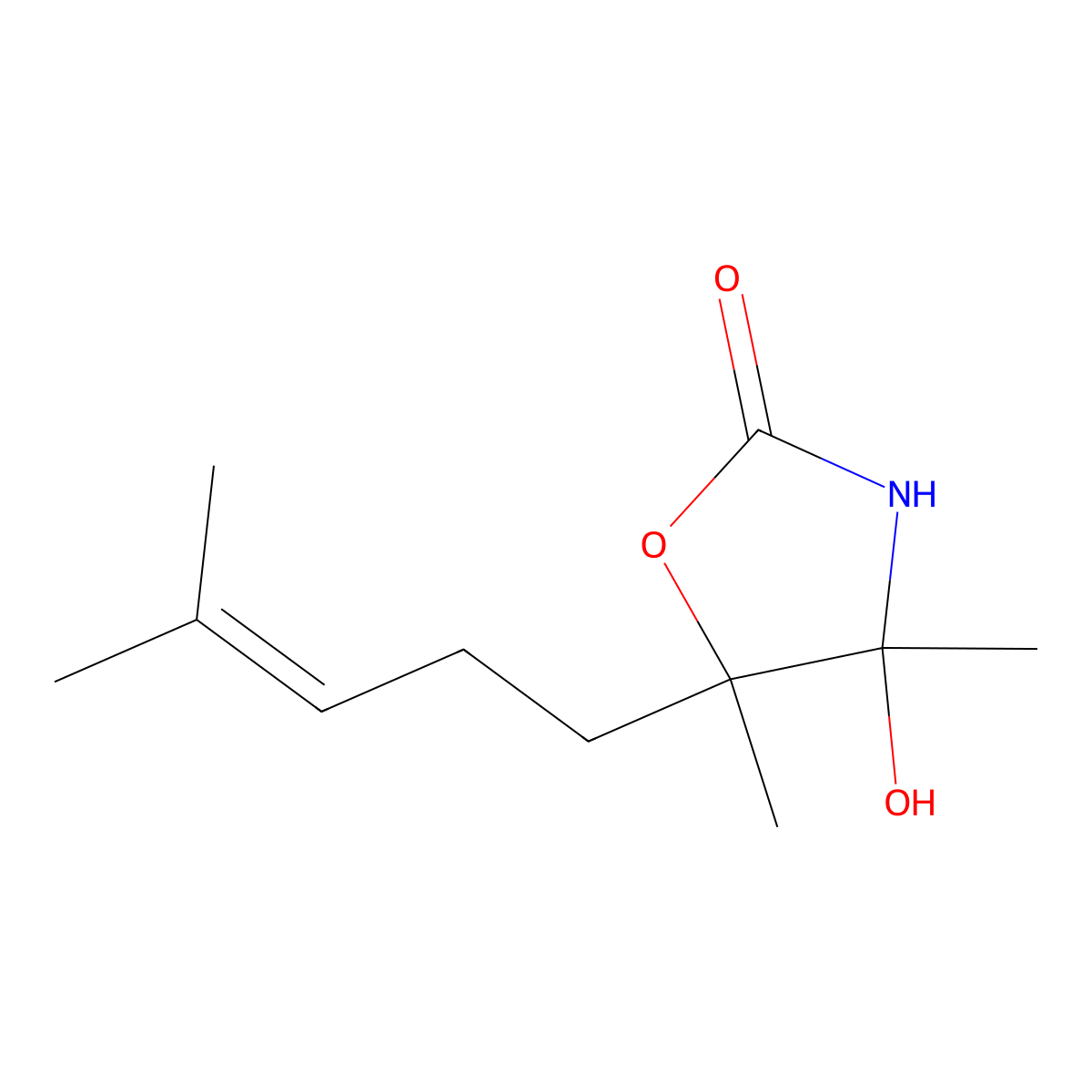 4-Hydroxy-4,5-dimethyl-5-(4-methylpent-3-en-1-yl)oxazolidin-2-one molecular structure, CAS 405278-53-7