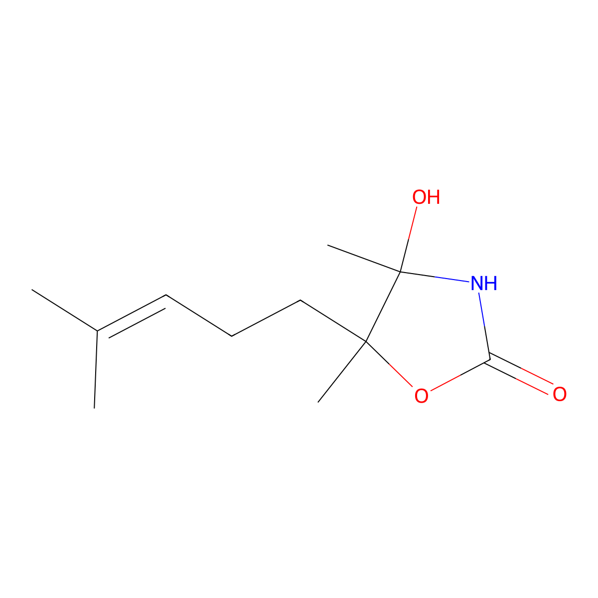4-Hydroxy-4,5-dimethyl-5-(4-methylpent-3-en-1-yl)oxazolidin-2-one molecular structure, CAS 405278-53-7