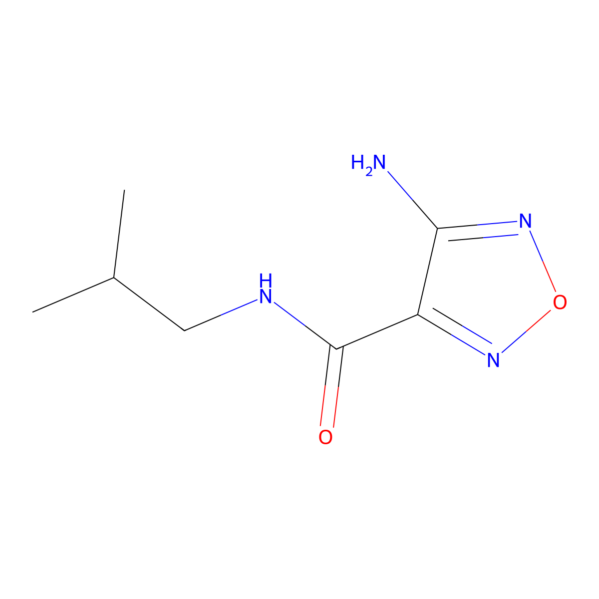 4-amino-N-isobutyl-1,2,5-oxadiazole-3-carboxamide molecular structure, CAS 405278-58-2