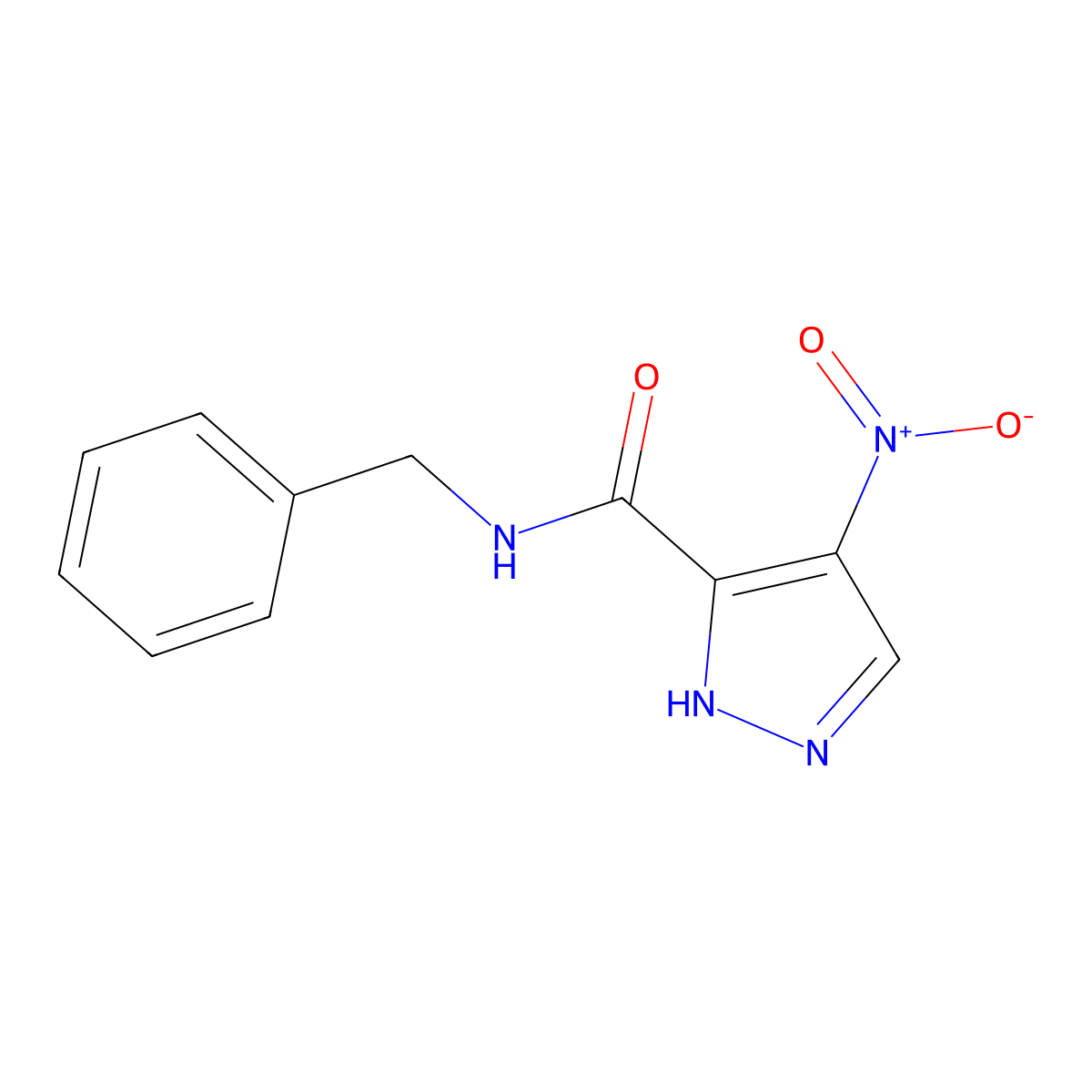 N-benzyl-4-nitro-1H-pyrazole-5-carboxamide molecular structure, CAS 405278-65-1