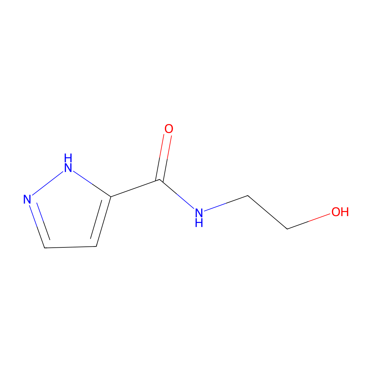 1H-Pyrazole-3-carboxamide, N-(2-hydroxyethyl)- molecular structure, CAS 405278-69-5