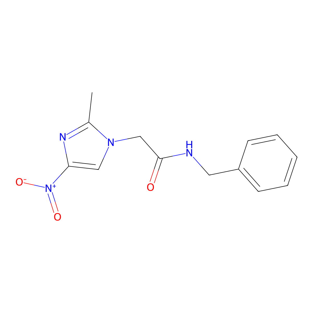 N-benzyl-2-(2-methyl-4-nitroimidazol-1-yl)acetamide molecular structure, CAS 405279-26-7