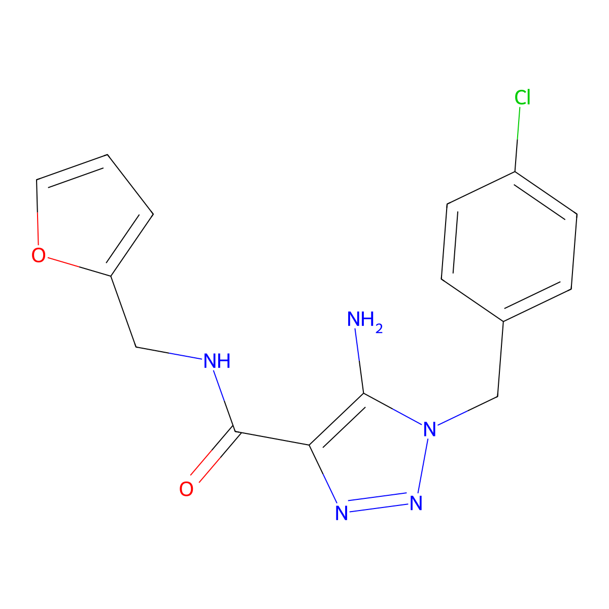 5-amino-1-(4-chlorobenzyl)-N-(furan-2-ylmethyl)-1H-1,2,3-triazole-4-carboxamide molecular structure, CAS 405279-35-8