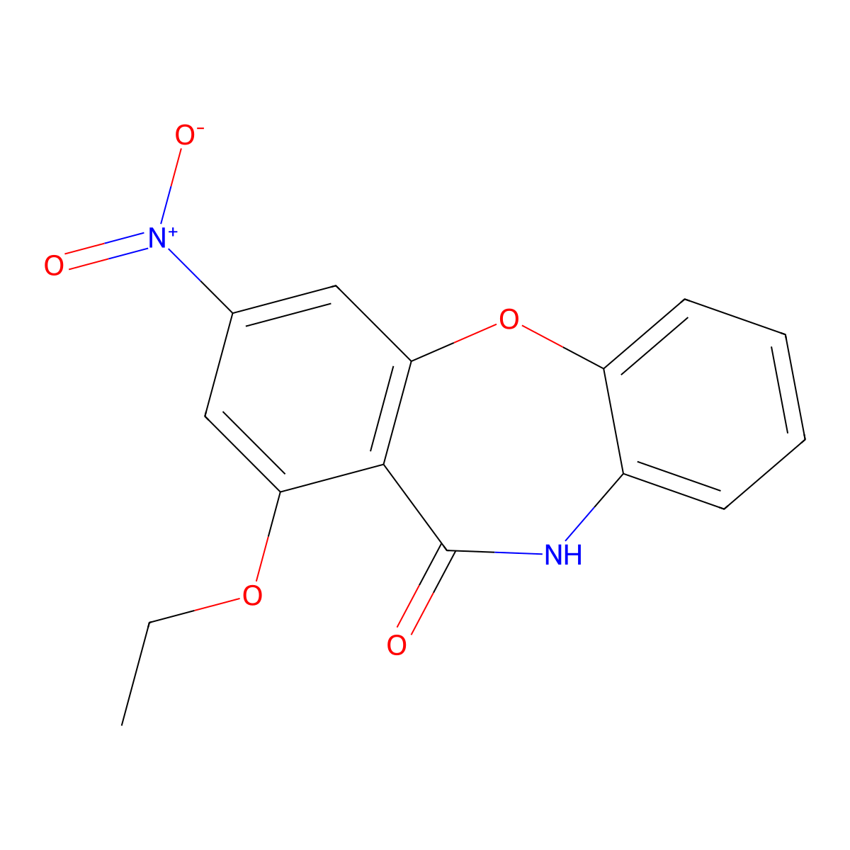 7-ethoxy-9-nitro-5H-benzo[b][1,4]benzoxazepin-6-one molecular structure, CAS 405279-60-9