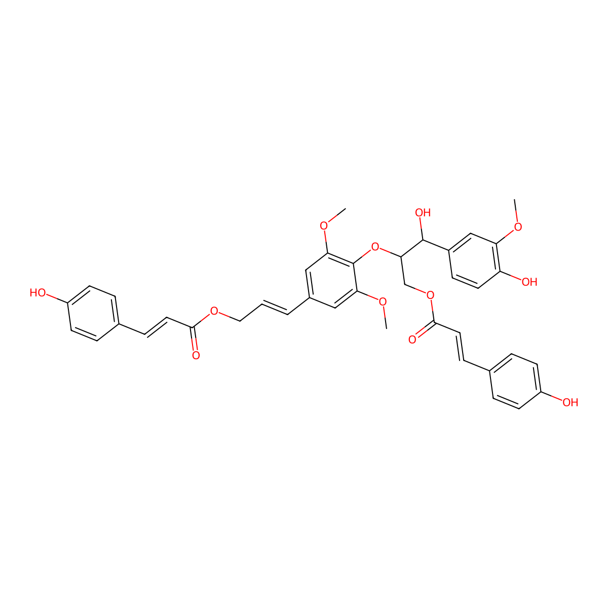 3-[4-[1-Hydroxy-1-(4-hydroxy-3-methoxyphenyl)-3-[3-(4-hydroxyphenyl)prop-2-enoyloxy]propan-2-yl]oxy-3,5-dimethoxyphenyl]prop-2-enyl 3-(4-hydroxyphenyl)prop-2-enoate molecular structure, CAS 405281-76-7