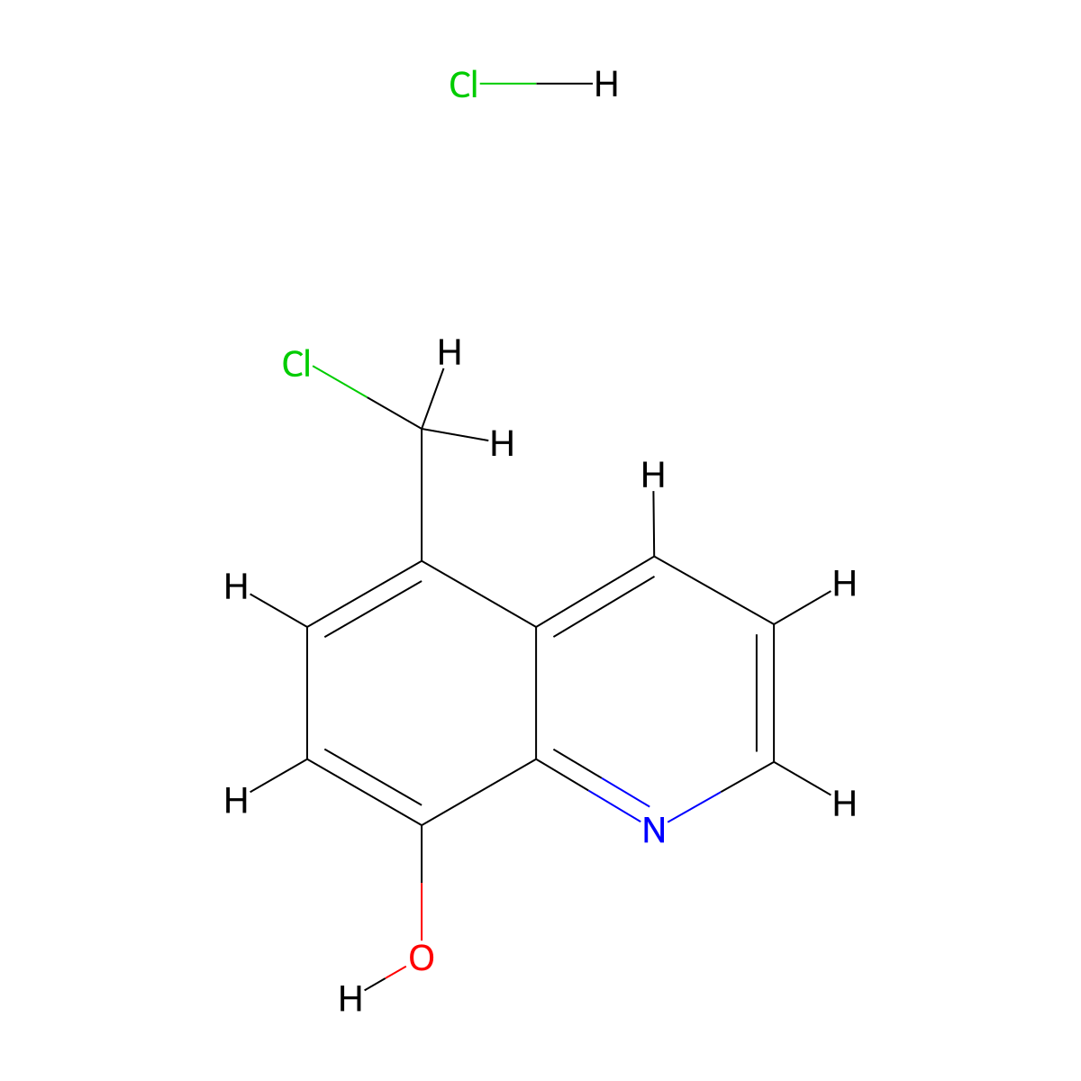8-Quinolinol, 5-(chloromethyl)-, hydrochloride (1:1) molecular structure, CAS 4053-45-6