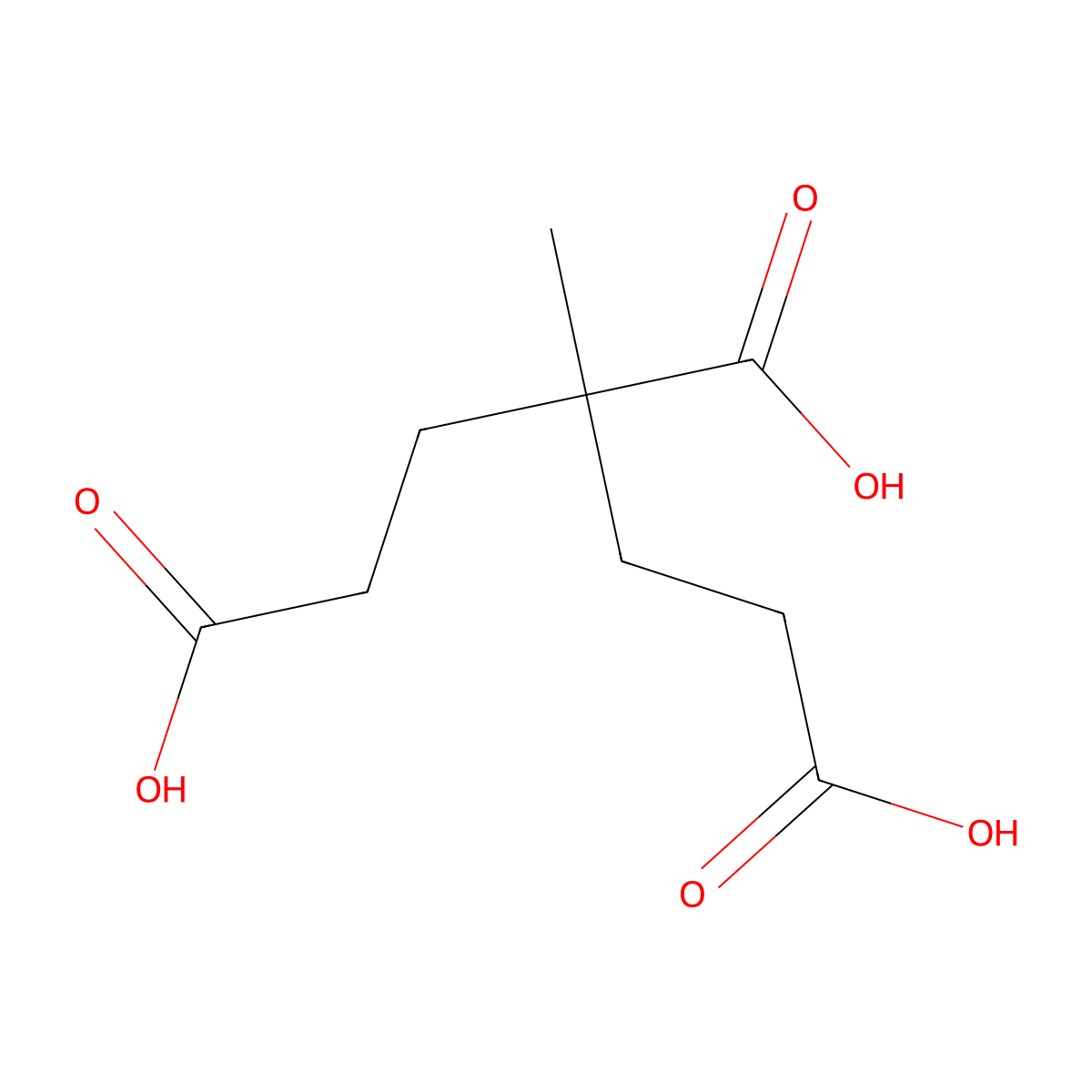 3-Methylpentane-1,3,5-tricarboxylic acid molecular structure, CAS 40530-20-9