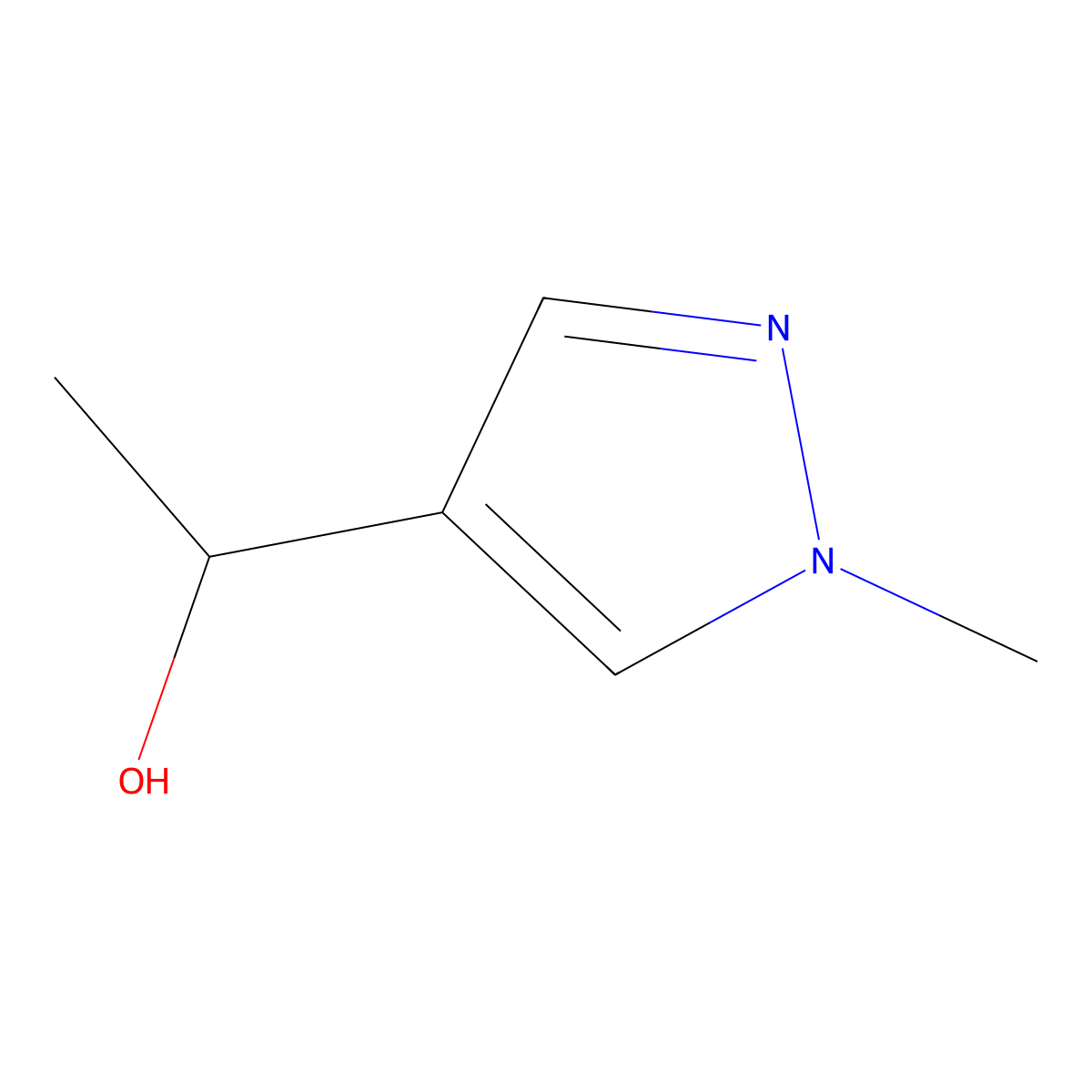1-(1-methyl-1H-pyrazol-4-yl)ethan-1-ol molecular structure, CAS 40534-33-6
