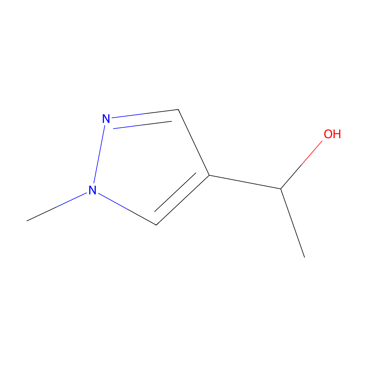 1-(1-methyl-1H-pyrazol-4-yl)ethan-1-ol molecular structure, CAS 40534-33-6