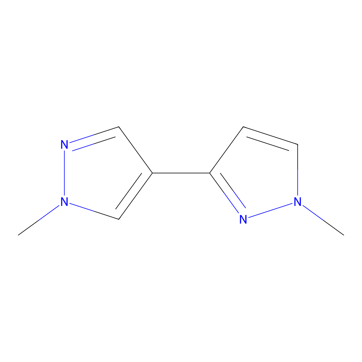 1,1'-Dimethyl-3,4'-bi-1H-pyrazole molecular structure, CAS 40534-36-9