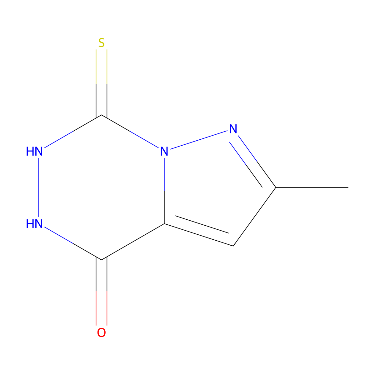 7-Mercapto-2-methyl-5H-pyrazolo[1,5-d][1,2,4]triazin-4-one molecular structure, CAS 40535-03-3