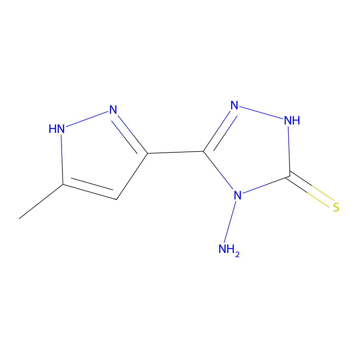 4-amino-5-(3-methyl-1H-pyrazol-5-yl)-4H-1,2,4-triazole-3-thiol molecular structure, CAS 40535-09-9