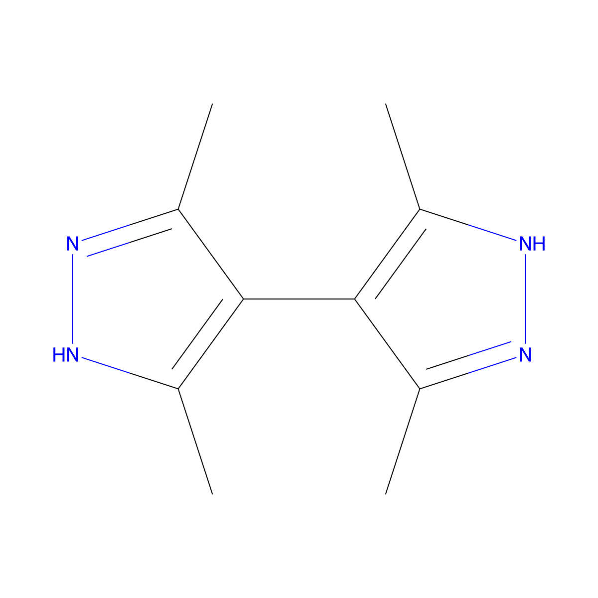 3,3',5,5'-Tetramethyl-1H,1'H-4,4'-bipyrazole molecular structure, CAS 4054-67-5