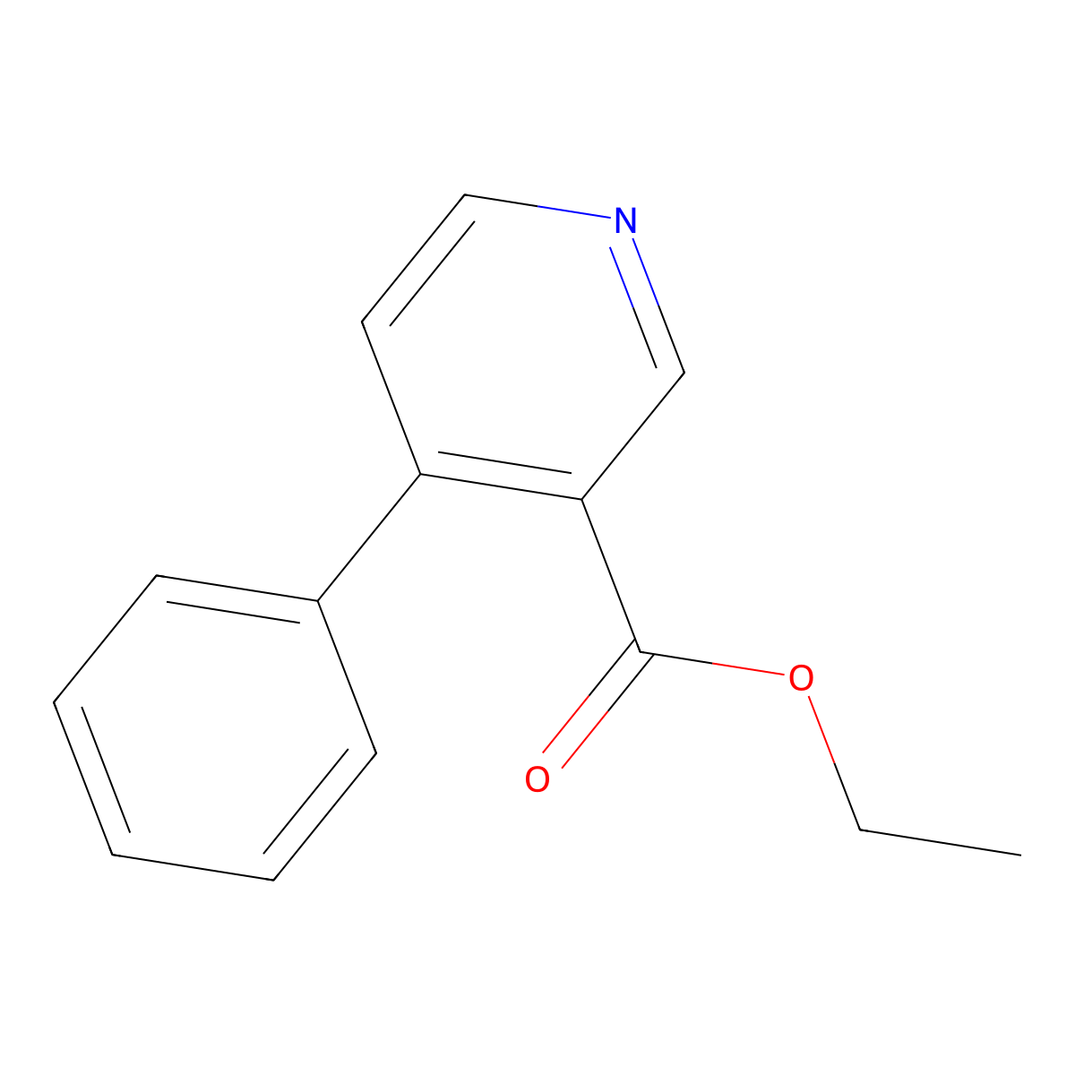 3-Pyridinecarboxylic acid, 4-phenyl-, ethyl ester molecular structure, CAS 40541-76-2