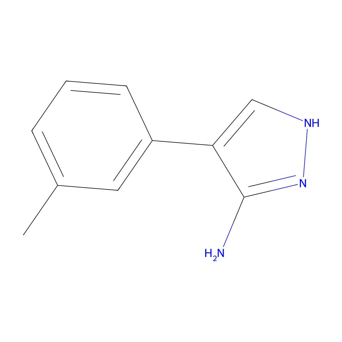 4-(3-methylphenyl)-1H-pyrazol-3-amine molecular structure, CAS 40545-62-8