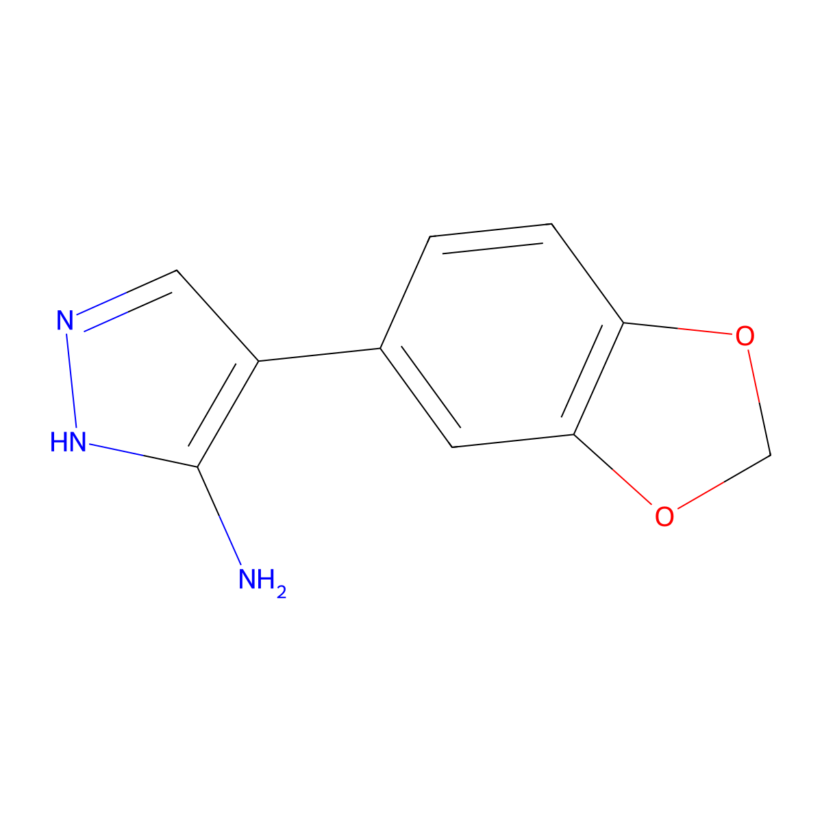 4-(2H-1,3-benzodioxol-5-yl)-1H-pyrazol-5-amine molecular structure, CAS 40545-67-3