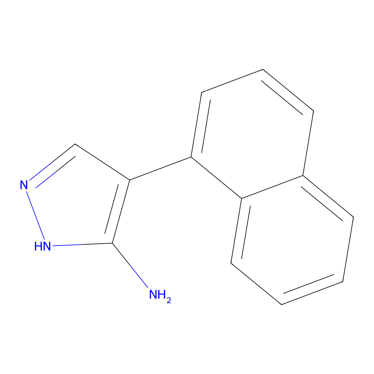 4-(naphthalen-1-yl)-1H-pyrazol-3-amine molecular structure, CAS 40545-69-5