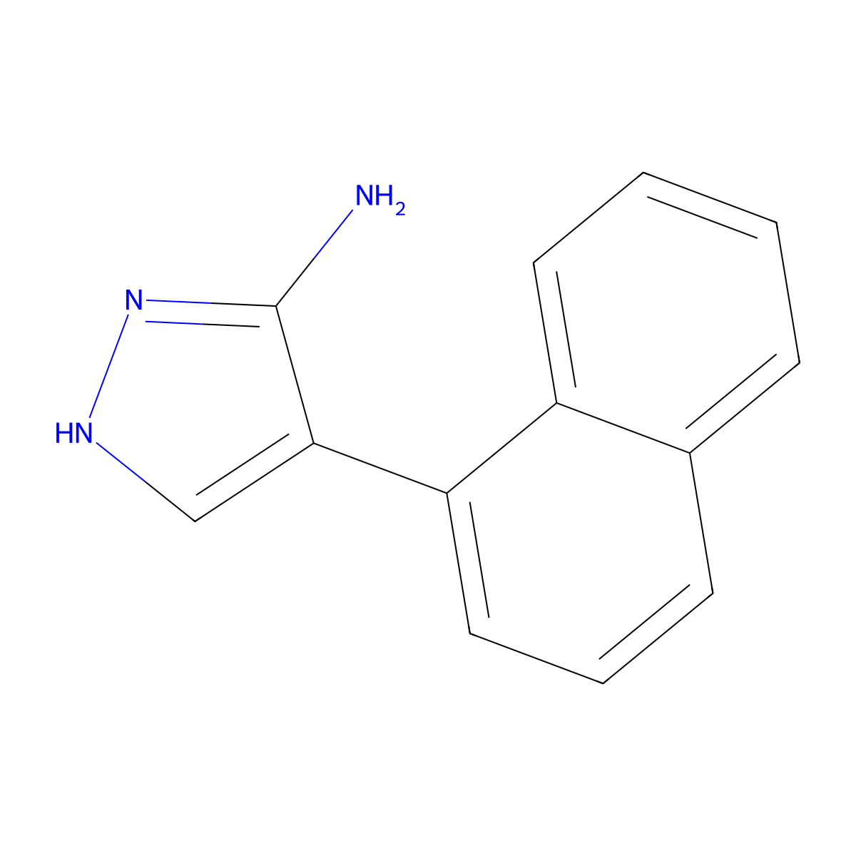 4-(naphthalen-1-yl)-1H-pyrazol-3-amine molecular structure, CAS 40545-69-5